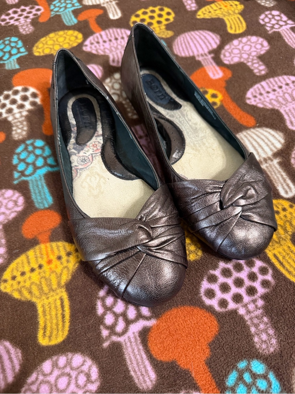 Born Metallic Brown Knotted Ballet Flats
